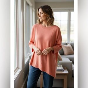 Lilla P Asymmetrical Coral Sweater